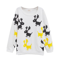 XL-3XL Plus Size Cutie Deers Printing Jumper Shirt SP154438 - Thumbnail 1