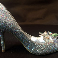 SH888 crystal slipper shoes Cinderella cosplay costume high heel BRIDE BRIDAL CRYSTAL - Thumbnail 1
