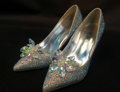 SH888 crystal slipper shoes Cinderella cosplay costume high heel BRIDE BRIDAL CRYSTAL