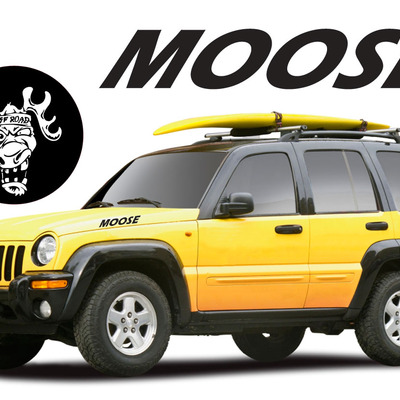 Off road crazy moose cartoon vinyl decal sticker set