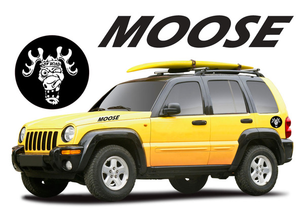 Off Road Crazy Moose Cartoon Vinyl Decal Sticker Set