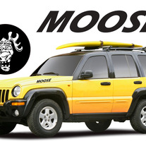 Off Road Crazy Moose Cartoon Vinyl Decal Sticker Set