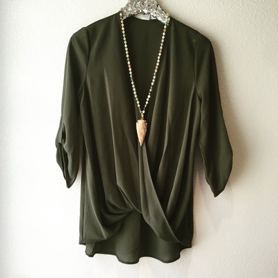 Olive twisted top - Thumbnail 4