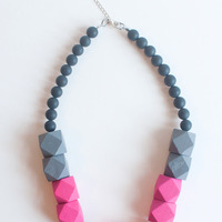Pink Wooden Necklace NL1024K - Thumbnail 2