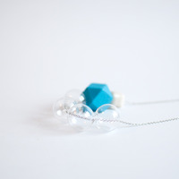Blue Wood Glass Necklace NL0966 - Thumbnail 3