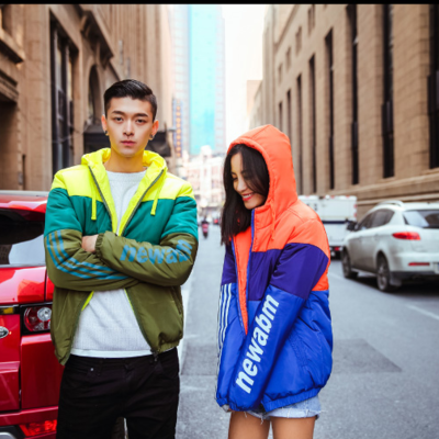 Japanese fashion color stitched valentines winter coat b283-w37