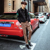 JAPANESE FASHION EMBROIDERED DARK BLUE BLACK DENIM WOOLEN JACKET - Thumbnail 2