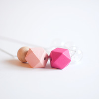 Pink Wooden Bead Necklace NL0969 - Thumbnail 2