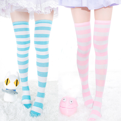 Japanese kawaii cosplay stripes stockings