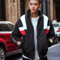 LETTER EMBROIDERED WHITE and BLACK UNISEX WARM WINTER COAT - Thumbnail 3