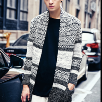 JAPANESE STREET FASHION CARDIGAN SWEATER LONG COAT B283 - Thumbnail 3