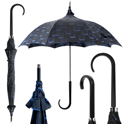 08021 pagoda umbrella / navy square jaquard fabric