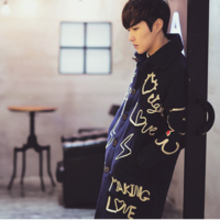 KOREAN STYLE HEART EMBROIDERED DARK BLUE THICK LONG COAT - Thumbnail 3