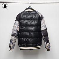 SPLIT OF INSIGNIA COLLAR THICK WINTERIZED SYNTHETIC LEATHER BASEBALL JACKET - Thumbnail 1