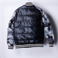 SPLIT OF INSIGNIA COLLAR THICK WINTERIZED SYNTHETIC LEATHER BASEBALL JACKET - Thumbnail 4