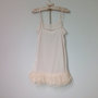 Cream Sheer Chiffon Tulle Ruffles Slip Extender, Layering Skirt Extender Slip Dress with Sheer Lace Panel Hem, Boho, Great Gatsby. Art Deco-1
