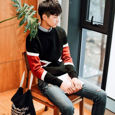 Geometrical figured japanese fashion unisex woolen sweater  - Thumbnail 5