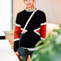 GEOMETRICAL FIGURED JAPANESE FASHION UNISEX WOOLEN SWEATER  - Thumbnail 1