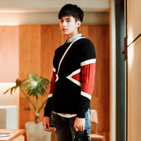 GEOMETRICAL FIGURED JAPANESE FASHION UNISEX WOOLEN SWEATER  - Thumbnail 2