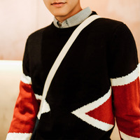 GEOMETRICAL FIGURED JAPANESE FASHION UNISEX WOOLEN SWEATER  - Thumbnail 4