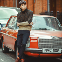 BRITISH STYLE CONTRAST COLOR TWISTED WOVEN SWEATER - Thumbnail 1