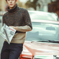 BRITISH STYLE CONTRAST COLOR TWISTED WOVEN SWEATER - Thumbnail 4