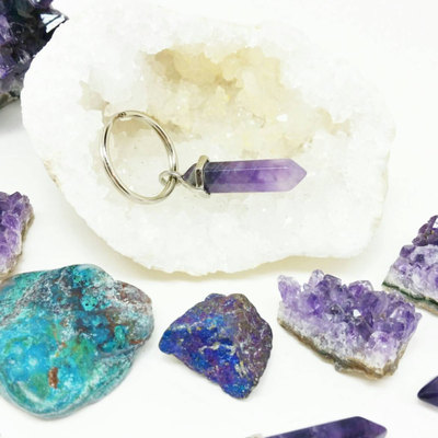 Crystal keychain amethyst keychain