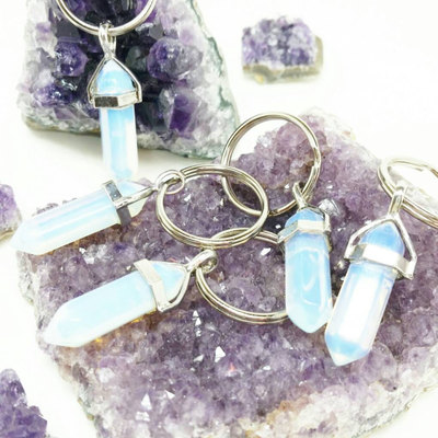 Crystal keychain opalite point key chain