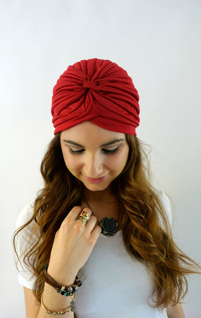Red turban cap women's turban hat