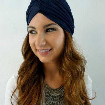 Navy blue turban cap women's turban hat