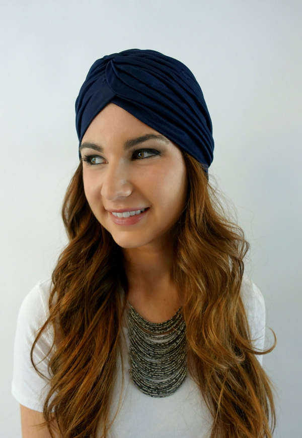 Navy Blue Turban Cap Women's Turban Hat