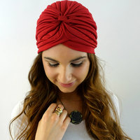 Navy Blue Turban Cap Women's Turban Hat - Thumbnail 2