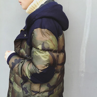 CAMOUFLAGE PATCH WORK HAND STUFFED WOOLEN WINTER COAT - Thumbnail 4