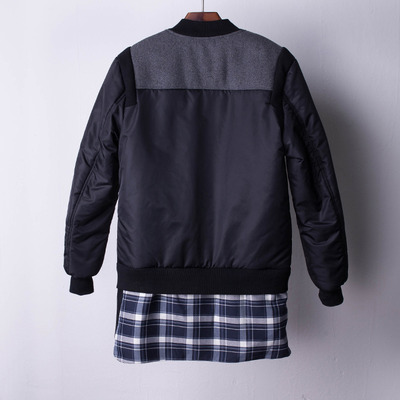 British fashion style quilted plaid thick black jacket - Thumbnail 5