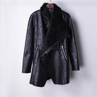 BRITISH FASHION FUR SYNTHETIC LEATHER CARDIGAN BLACK JACKET - Thumbnail 4