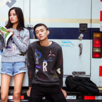 DECORATIVE PATCH WORK JAPANESE DESIGN UNISEX SWEATSHIRT B283-M38 - Thumbnail 1