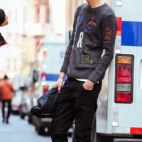 DECORATIVE PATCH WORK JAPANESE DESIGN UNISEX SWEATSHIRT B283-M38 - Thumbnail 4