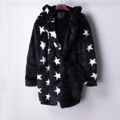 BRITISH DESIGN FIVE POINTED STAR WOOLEN BLACK WHITE COAT
