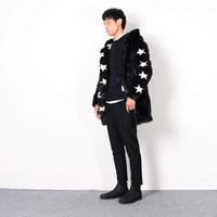 BRITISH DESIGN FIVE POINTED STAR WOOLEN BLACK WHITE COAT - Thumbnail 1