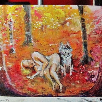 Over the river and through the woods, a painting