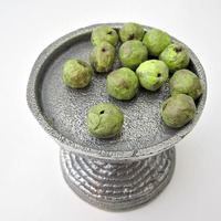 Handmade Old Gold and Green Rustic Paper Mache Beads, 10 pcs MADE to ORDER - Thumbnail 2