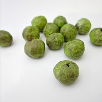 Handmade Old Gold and Green Rustic Paper Mache Beads, 10 pcs MADE to ORDER - Thumbnail 3