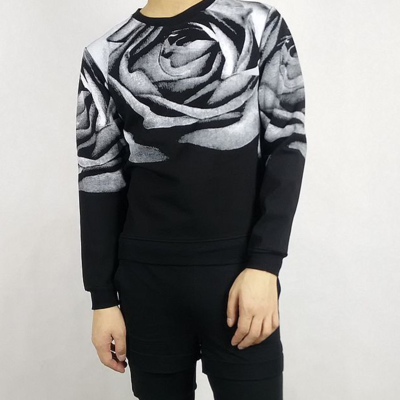 Korean style colorful rose printed sweatshirt r016 - Thumbnail 5