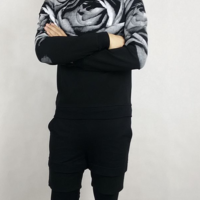 KOREAN STYLE COLORFUL ROSE PRINTED SWEATSHIRT R016 - Thumbnail 4