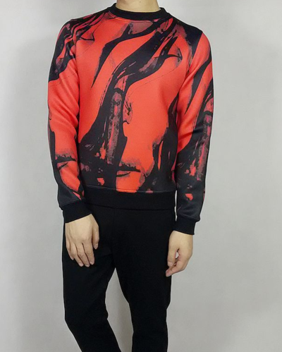ABSTRACT RED INK PRINTED SWEATSHIRT R023