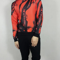 ABSTRACT RED INK PRINTED SWEATSHIRT R023 - Thumbnail 2