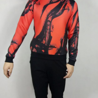ABSTRACT RED INK PRINTED SWEATSHIRT R023 - Thumbnail 4