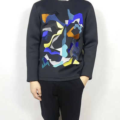 Geometric patterns the space embroidered sweatshirt r629 - Thumbnail 4
