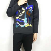 GEOMETRIC PATTERNS THE SPACE EMBROIDERED SWEATSHIRT R629 - Thumbnail 2
