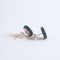 .925 Sterling Silver Vintage Button Earrings ER1012 - Thumbnail 2